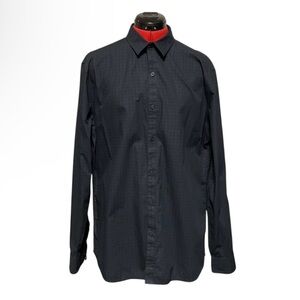 Men’s Marc Anthony Slim Fit Long Sleeve Button Down Black Plaid Shirt Size L